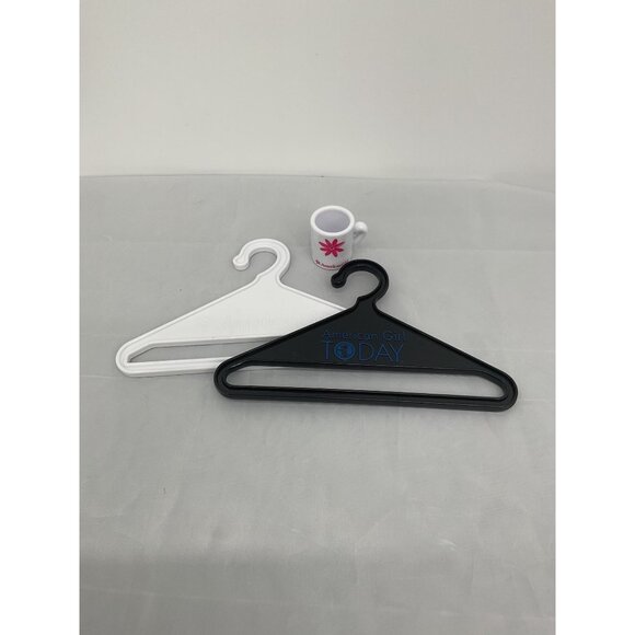 American Girl Doll Clothes Accessories Set Graphic Shirt 2 Hangers Miniature Mug - Picture 2 of 7